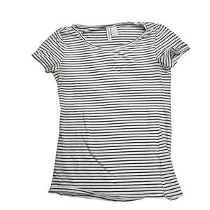 H&M Divided Striped T-Shirt Women Small White Black Short Sleeve